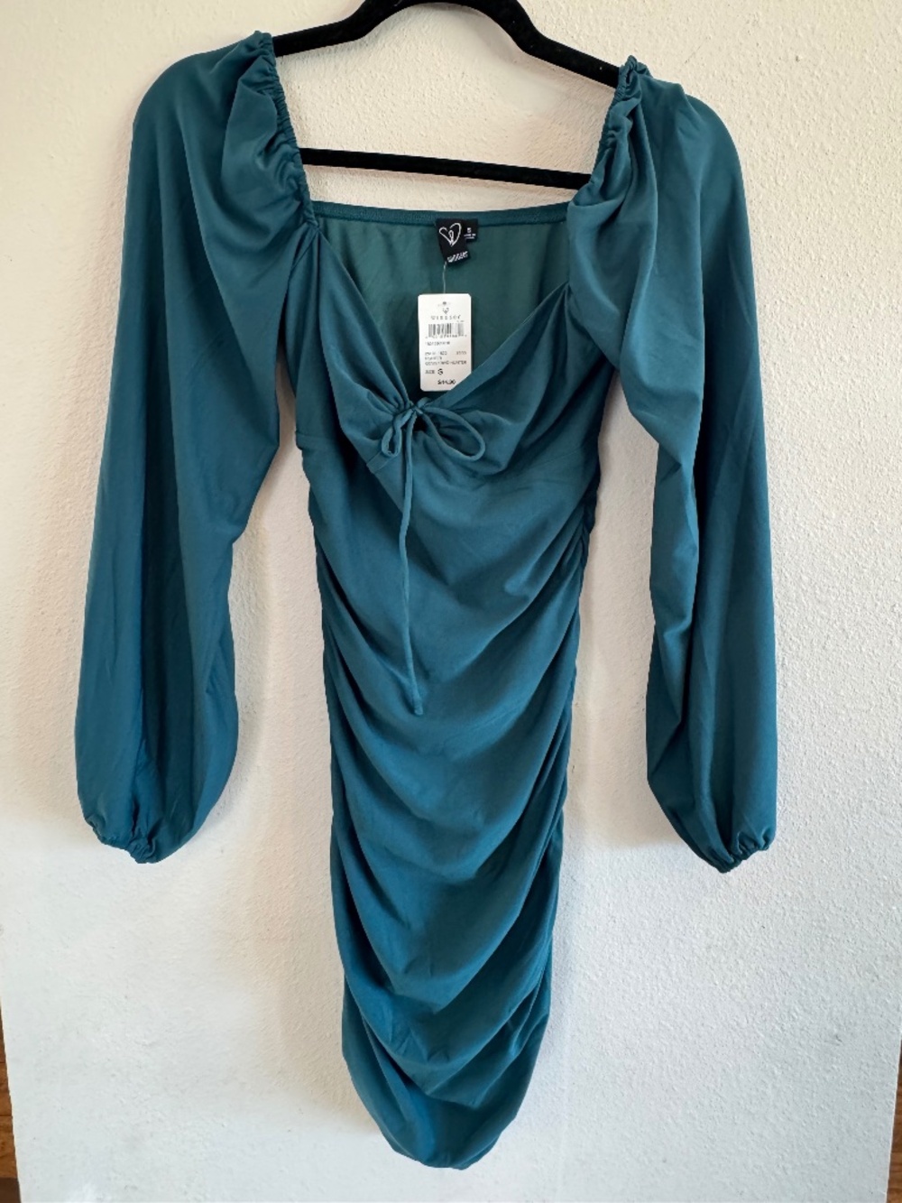 Windsor Hunter Green Long Sleeve Ruched Dress Size Small